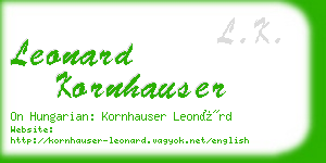 leonard kornhauser business card
